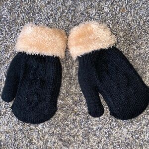 Cozy Black and Cream Kids Mittens